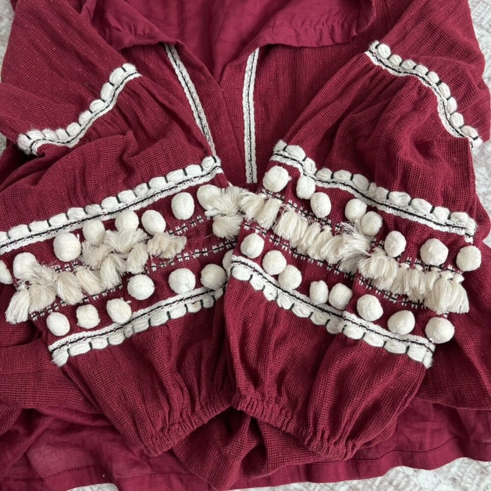 Anthropologie Vineet Bahl Nisha Peasant Top M - Picture 7 of 8